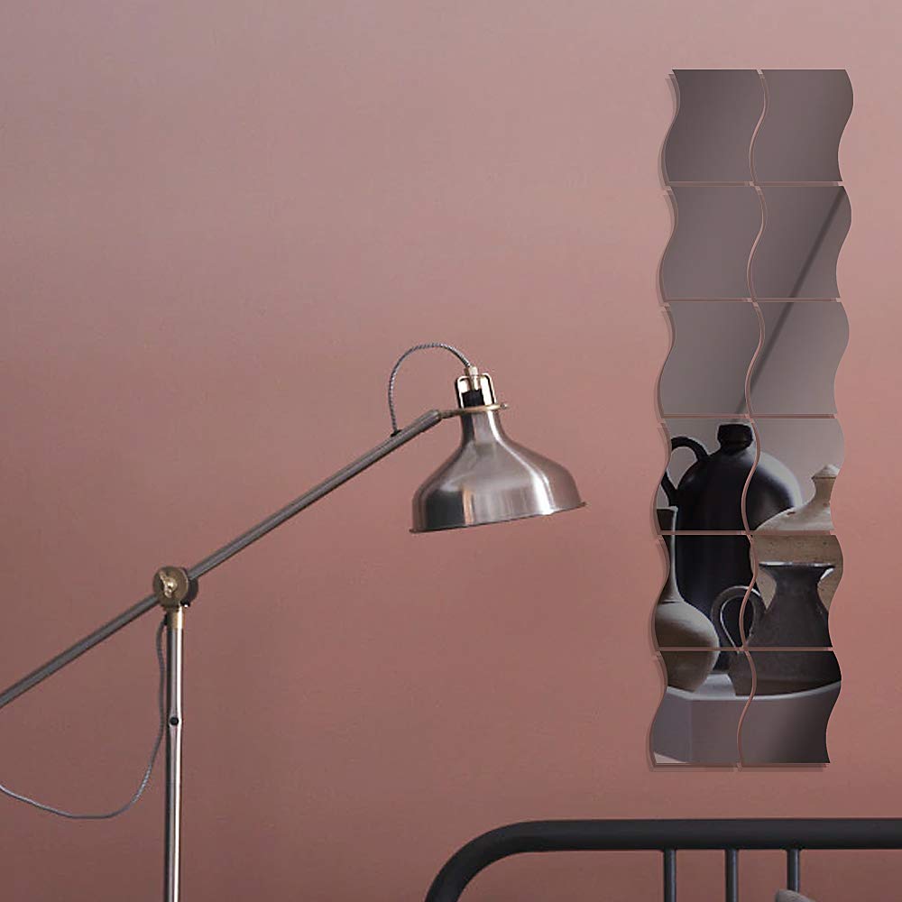 Adesivi Specchio Onda Per Parete - 12 Pezzi Decorativi Per Casa E Bagno - Foto 4