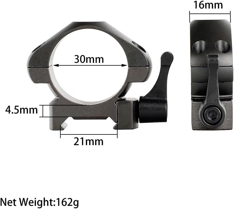 2Pcs 30mm Steel Scope Rings, QD Low Medium High Profile Scope Mount Rings Fit 20mm Picatinny Rail
