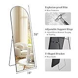 LunaMirror Full Length Mirrors Free Standing Floor Mirror Full Body Wall Mirror for Bedroom Living Room and Entrance, Arch Black Frame, 147x44 CM - Image 8