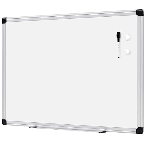 Amazon Basics Magnetic Dry Erase Whiteboard, 24"W x 18"H, Aluminium Frame, Silver/White - Silver/White - 24"W x 18"H