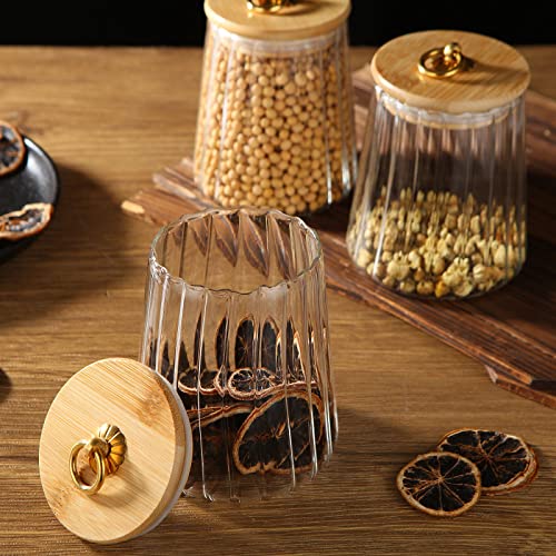 MIVIDE 3PCS 630ML Clear Glass Storage Jars with Bamboo Lids - Airtight Tea, Coffee & Sugar Canisters Set for Cookies and Sweets - Image 5
