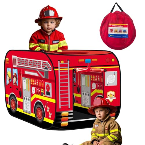 Pop Up Tent Kids: Fire Truck Tent, Pop - Up Playhouse Toy Suitable, Playhouse Toy Play Tents for Kids Aged 3+ Years Old Boys and Girls(Fire Truck)
