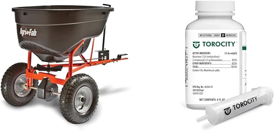 Agri-Fab 130-Pound Tow Broadcast Spreader Bundle with 8 oz Torocity Turf Herbicide by Atticus
