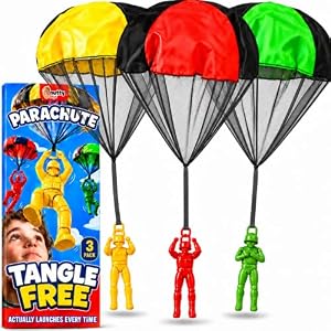 NUTTY TOYS Parachute Toys for Kids – Tangle Free Outdoor Flying Parachute Men, Top Indoor & Outside, 3 4 5 6 7 8 9 10 11 12 Year Old, Best Christmas Stocking Stuffers Idea 2026 Unique Boy & Girl Gifts