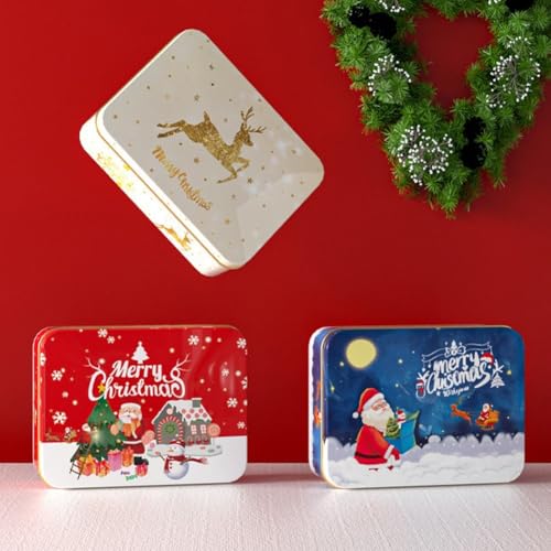 Latas de galletas navideñas con tapas herméticas de metal y diseño decorativo 4