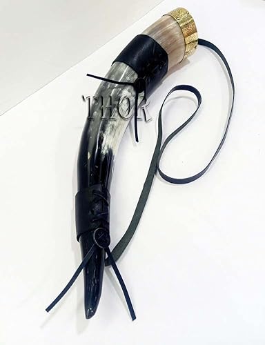 Miniatura 5 de Royal Viking - Cuerno africano para beber con correa de cuero para cerveza, vino, cerveza y aguamiel vikingo, taza de cuerno grande  Cuerno para