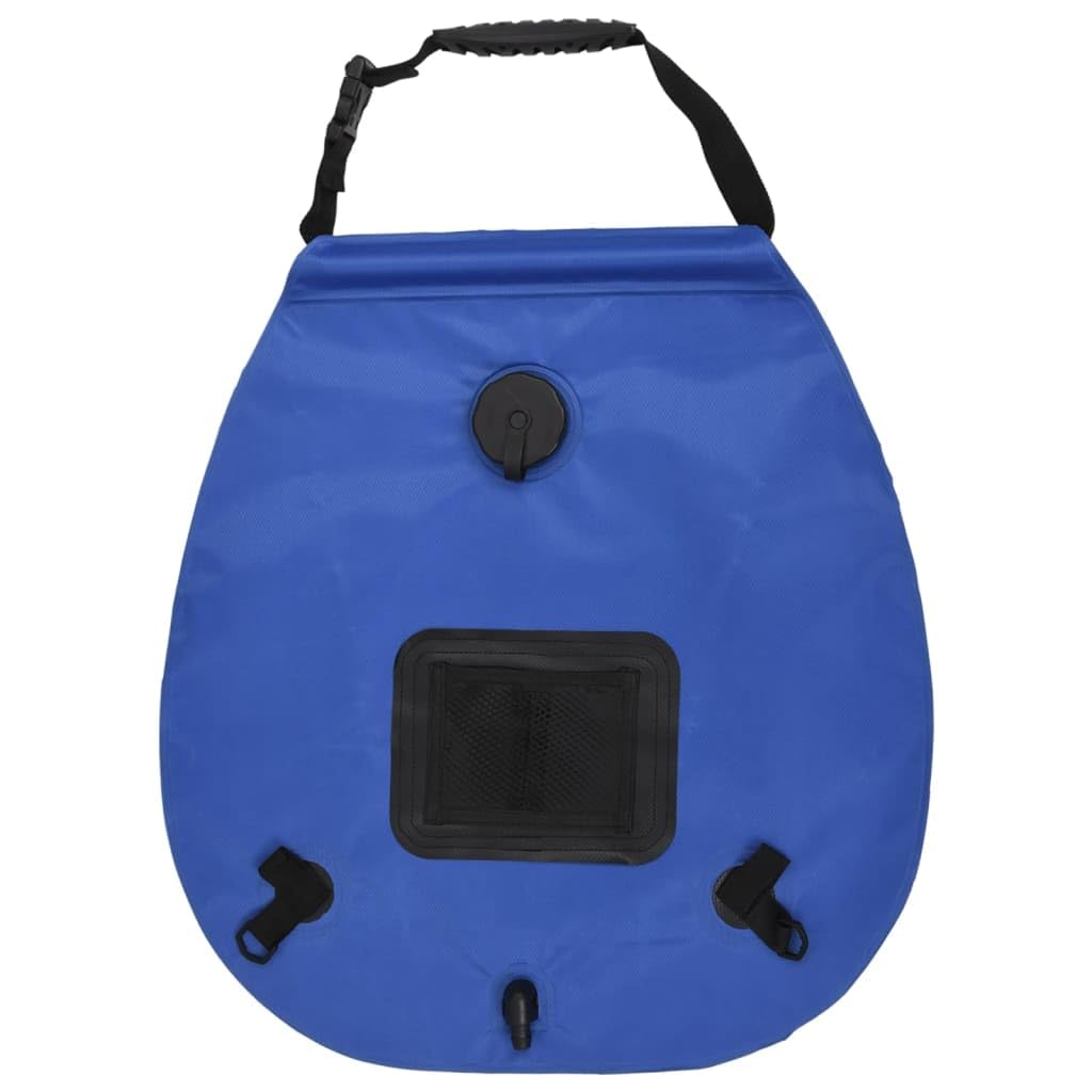 Borsa da doccia da campeggio, blu, 20 l, in PVC, serbatoio dell'acqua con tubo, soffione doccia per attività all'aperto, campeggio, escursionismo, campeggio e trekking, accessori con