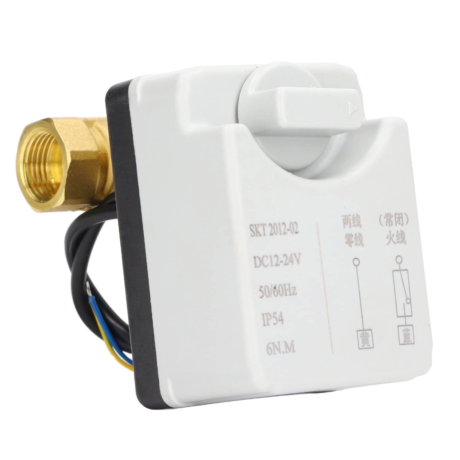 Valvola a Sfera Motorizzata da 1/2", DN15 DC 12V‑24V Valvola a Sfera in Ottone Normalmente Chiusa con Configurazione a 2 Fili, Attacco Completo per Sistemi Idrici Domestici, Sistemi di Automazione