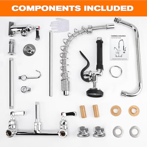 Image of 25 inch Height Commercial Faucet with Sprayer Commercial Sink Faucet