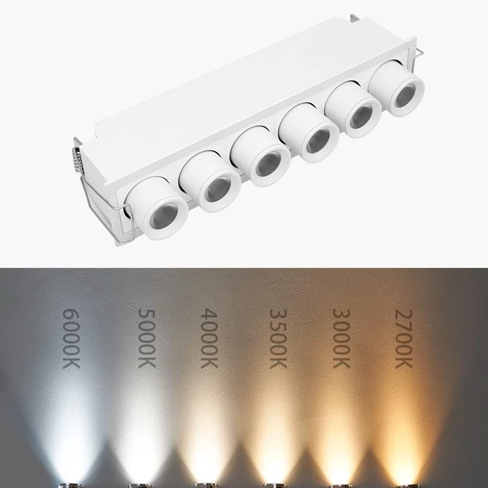 Rectangular LED Ceiling Lighting,Recessed Stretchable 3-Way Spotligh,30° Beam Angle,CRI 90 Adjustable Angle Recessed Spotlights