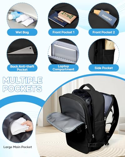 SZLX Sac à Dos Sous Vide Voyage 40x30x20 avec pompe Bagage Cabine 40x30x20 Ryanair Wizz air Easyjet Sac de Voyage Sous Vide Bagage à Main Avion Femme Sac à Dos Ordinateur Portable 14 Pouces Homme – vue 9