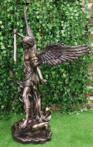 Ebros Gift 45" Tall Grand Saint Michael The Archangel Slaying Satan Lucifer Statue Inspired By Guido Reni San Miguel Large Sculpture Religious Christian Catholic Orthodox Angel Commander Of God's Army #TOP1
