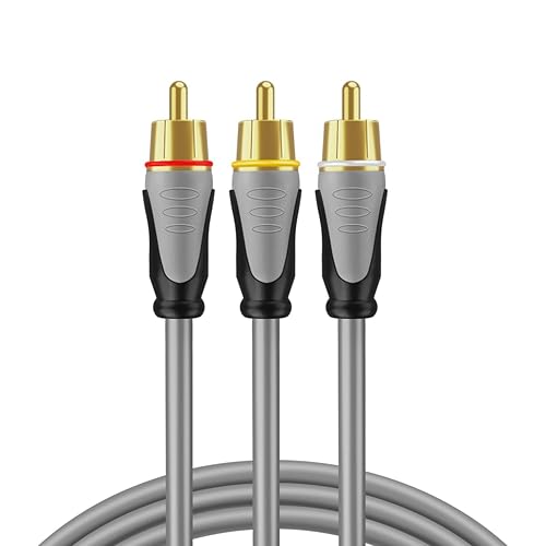 Miniatura 6 de TNP - Cable RCA de alta calidad 3 Plus 3 RCA a RCA macho a macho, cables AV de audio compuesto RCA de 6 pies, subwoofer coaxial a video, cable