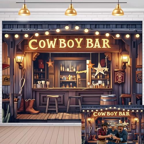 5x3ft Western Party Backdrop Rustic Cowboy Bar Backdrop Wild West Vintage Bar Photography Background Rustic Saloon Party Decor Western Theme Cowboy Birthday Banner Photo Studio Props