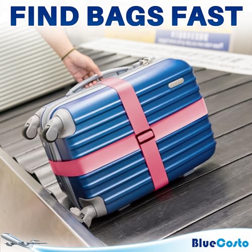 Image of BlueCosto Luggage Strap Suitcase Straps Belts Travel Accessories, 4-Pack, Pink
