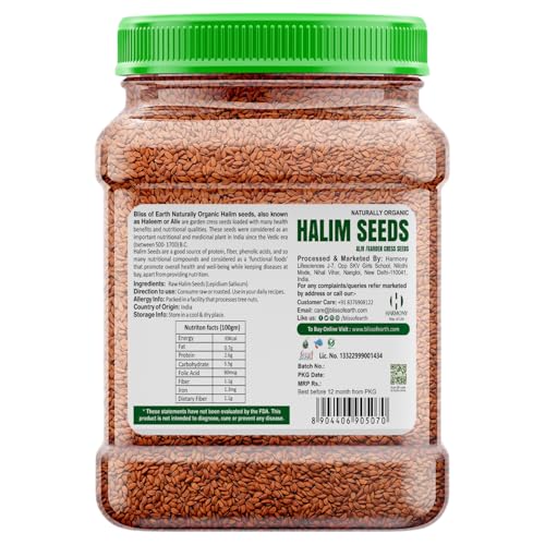 Image of Bliss of Earth Halim Seeds Organic for Eating | 600gm Halim Seeds for Eating | Aliv Organic | Garden Cress | Rich in Nutrients & Perfect for Hair & Immunity | Fibre Rich