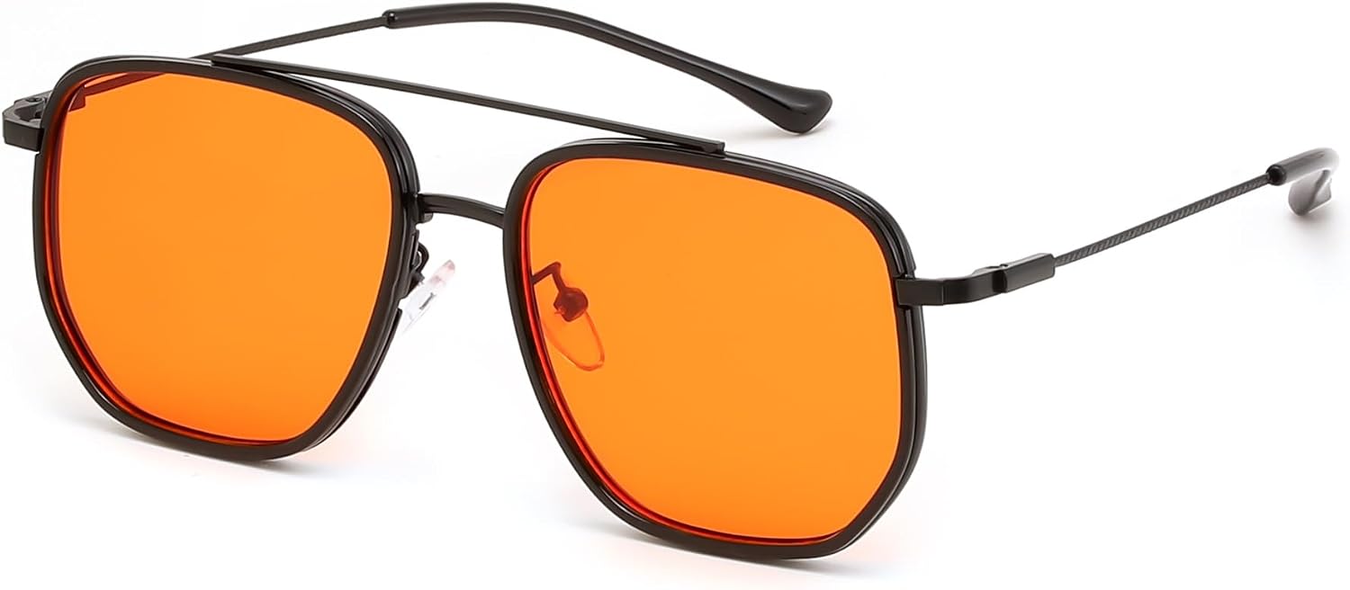 FEISEDY Retro Aviator Sunglasses for Women Men Vintage Classic Square Metal Frame Sun Glasses Trendy Shades B0371