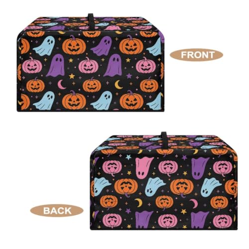 Image of Microwave Cover Air Fryer Toaster Oven Dust Cover Halloween Countertop Convection Oven Protector Kitchen Appliance Decor, S, Cute Ghost Pumpkin Star Moon