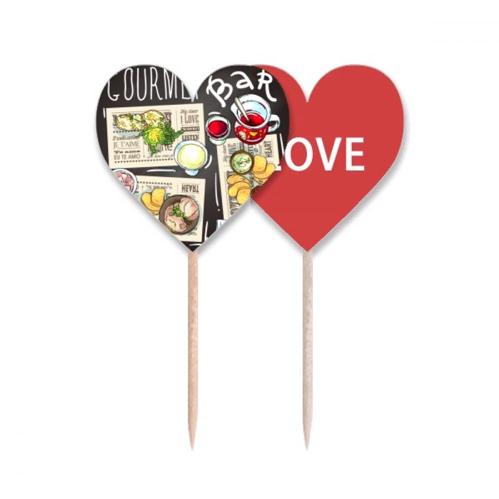 Cure-dents drapeau Love Heart pour décorer vos verres de limonade et steak de bar
