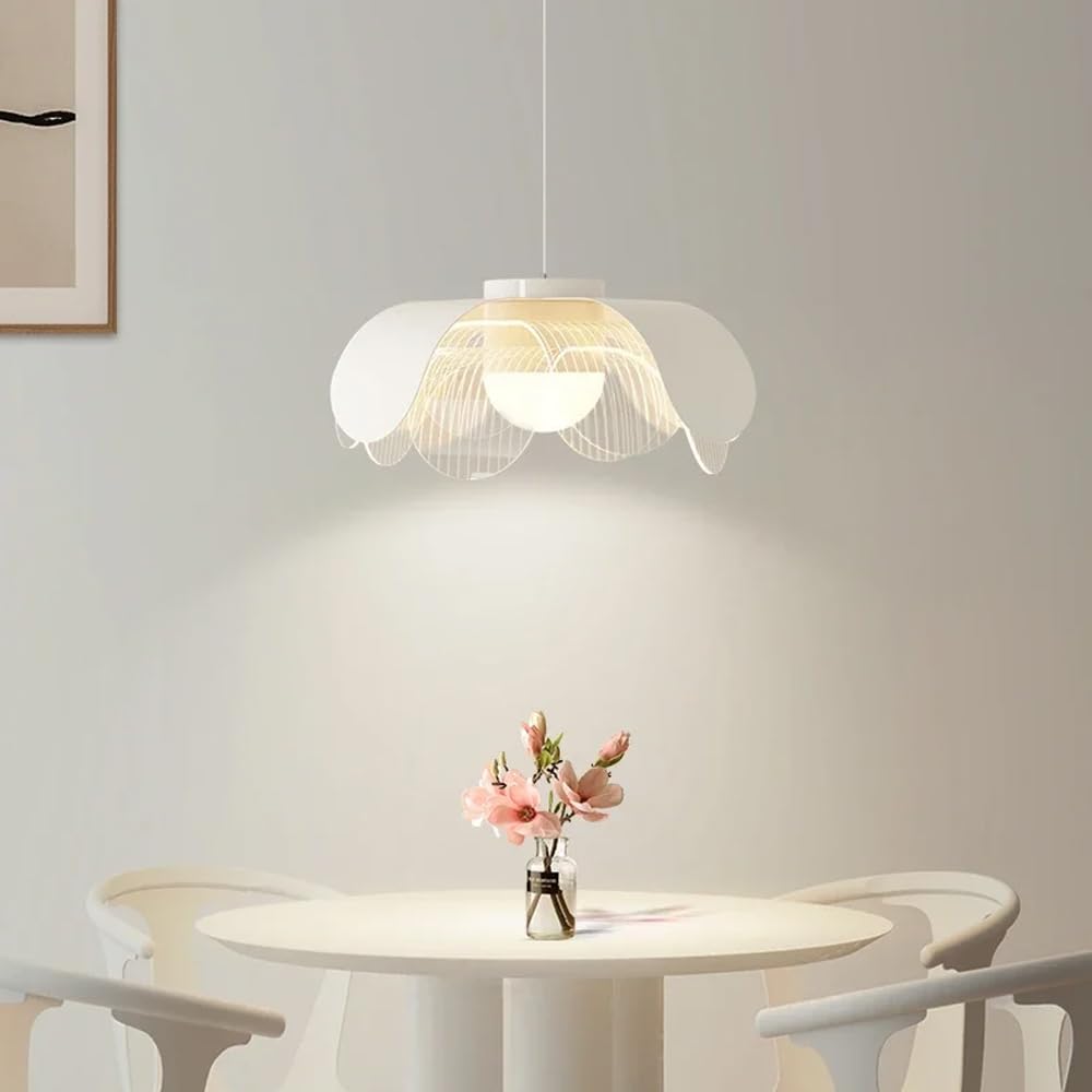 Nowoczesna lampa wisząca LED Chaner – Biała dekoracja nordycka do salonu, jadalni, kuchni i restauracji – Akrylowa lampa wisząca chroniąca oczy (trzy) LWX