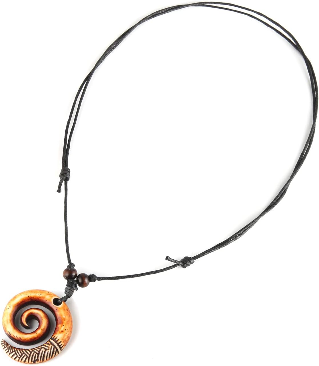 STWTR Pendant Necklace for Men and Women Tribal Style Antique Engraved Spiral Swirl Hook Pendant Necklace