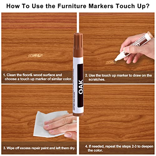 Wood Floor Furniture Repair Kit- Laminate Vinyl Hardwood Floor Repair Kit Wax Wood Filler Kit Touch Up Marker Pens Cover Scratches, Stains, Cracks, Holes For Wooden Floor, Door, Cabinet, Table, Stairs #TOP4