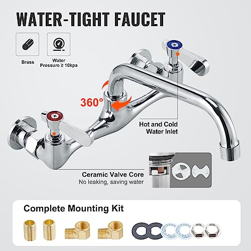 VEVOR Stainless Steel Prep & Utility Sink, 1 Compartment Free Standing Small Sink Include Faucet & legs, 27\"x41\" Commercial Single Bowl Sinks for Garage, Restaurant, Kitchen, Laundry, NSF Certified