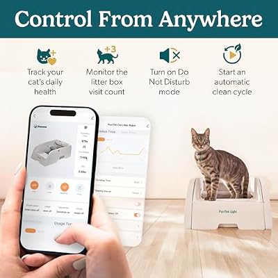 Petcove Self Cleaning Automatic Litter Box for Multi Cat Open Top/Quiet Operation 45 dB/Odor Control/Dual Anti-Pinch Safety/Easy App Control with Ultra Fast 5 GHz Wi-Fi - 20 Count Litter Bags