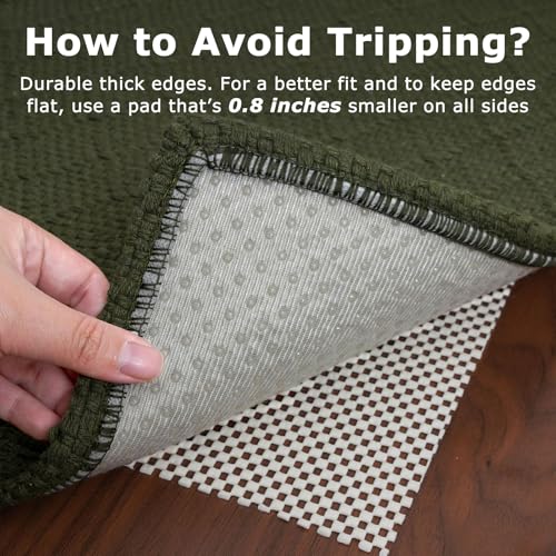 KOZYFLY Small Area Rug 2x3 Ft Washable Entryway Rug Non Slip Rubber Backed Throw Rugs Indoor Door Mat, Braided Cotton Floor Carpet for Front Entrance Front Door Sink Foyer, Dark Green by KOZYFLY - Image 5