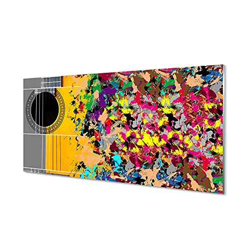 Tableau en verre 140x70 cm aux reflets lumineux de guitare acoustique pour embellir un mur