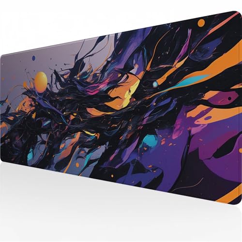 Gaming Tapis de Souris 700 x 300 x 3mm Extra Large Mouse Mat, XXL d'ordinateur Pad de Bureau, Résistant à Usure Tapis de Souris Caoutchouc Anti-dérapant, Convient pour Jeu et Bureau Résumé Noir T4437