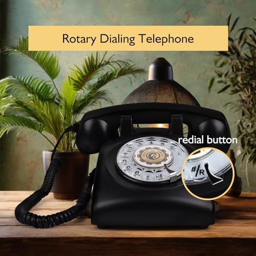 Mcheeta Retro Rotary Landline Phone, 1980s Vintage Telephone Landlines with redial function and Adjustable Ringer Volume - Image 4
