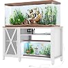 DWVO Heavy Duty Metal Aquarium Stand with Power Outlets, Cabinet for Fish Tank Accessories Storage – Suitable for 55-75 Gallon Fish Tank Stand, Turtle Tank, 860LBS Capacity, White & Walnut