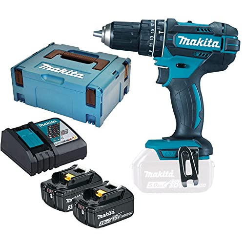 Perceuse Visseuse à percussion MAKITA DHP482RFJ 18 V Li Ion 2 x 3Ah Ø 13mm - vue 2