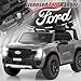 Licensed Ford Ranger Ride on Car for Kids by OLAKIDS, 12V Electric Vehicle Truck with Remote Control, Toddlers Battery Powered Toy with 2 Speeds Wheels Suspension Storage Space Bluetooth USB (Gray)