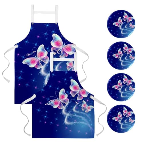 Tablier de cuisine lot de 2 protecteur multicolore pour travail et bar