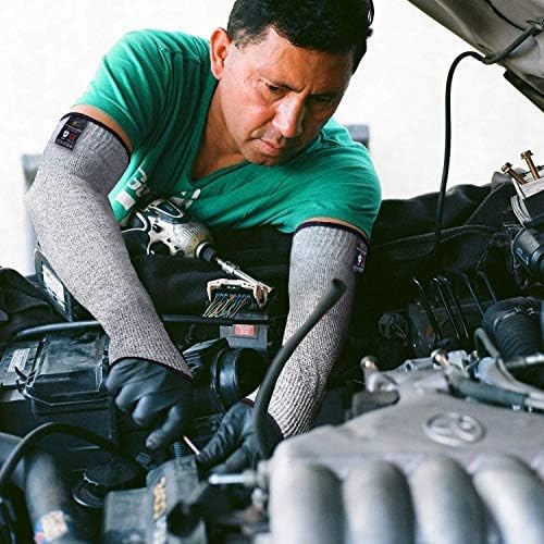 Miniatura 5 de Evridwear - 1 par de mangas resistentes a cortes para protección de brazos en el trabajo, EN388 Nivel 5, contra perforaciones, con o sin orificio