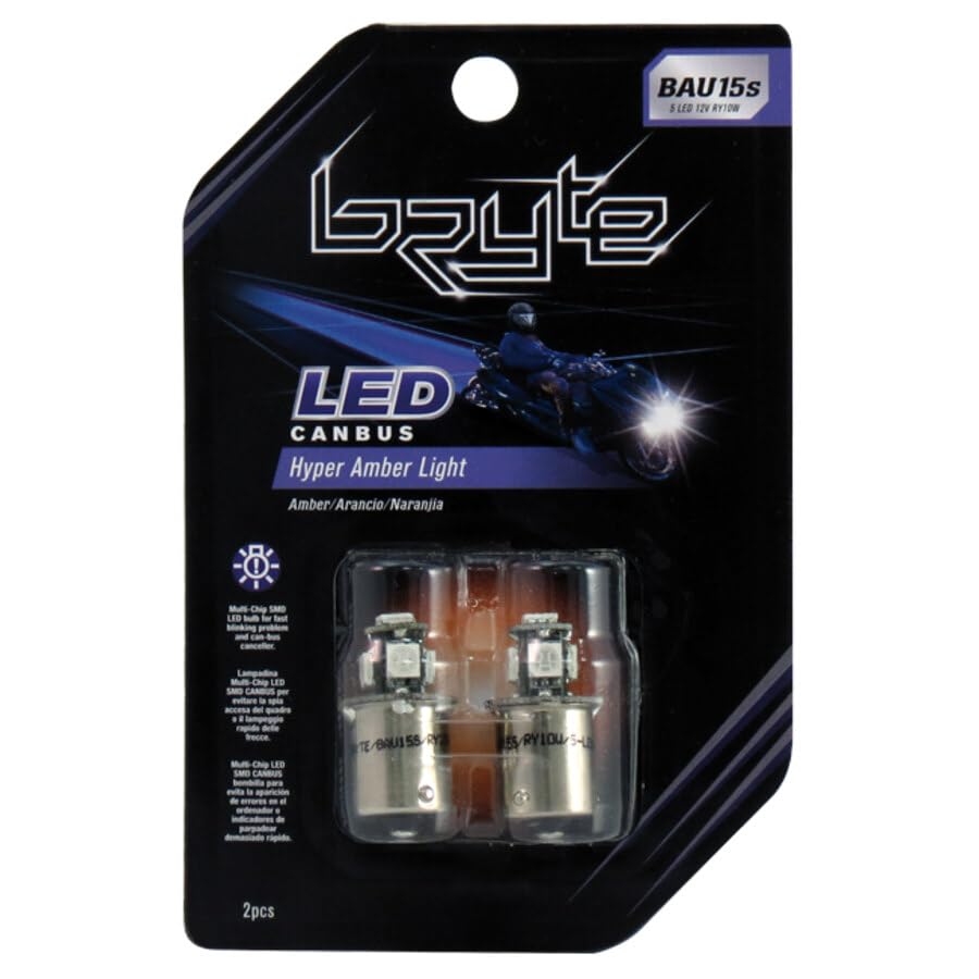 Bryte 1210663 Lampadina Bau15S 5 LED Canbus Ry10W, Arancio, 2 Pezzi