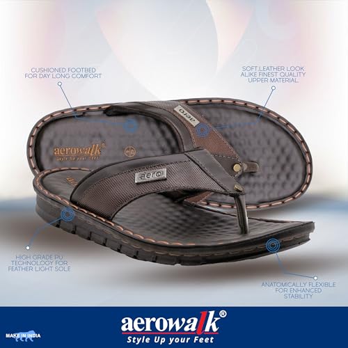 Image of AEROWALK Stylish T-Shape Fashion Slipper for Men | Comfortable | Lightweight | Anti Skid | Casual Office Footwear(SF16)