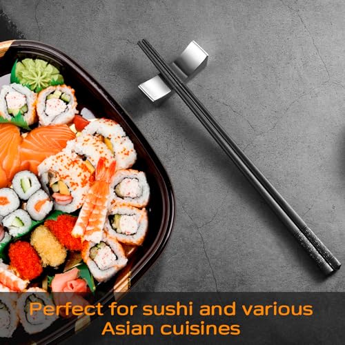 18 Pairs Fiberglass Chopsticks, NEWDRIP Reusable Chopsticks Dishwasher Safe, Japanese Chinese Chop sticks for Home and Restaurant, Non-slip, 9.5 inches - Black - Thumbnail 7