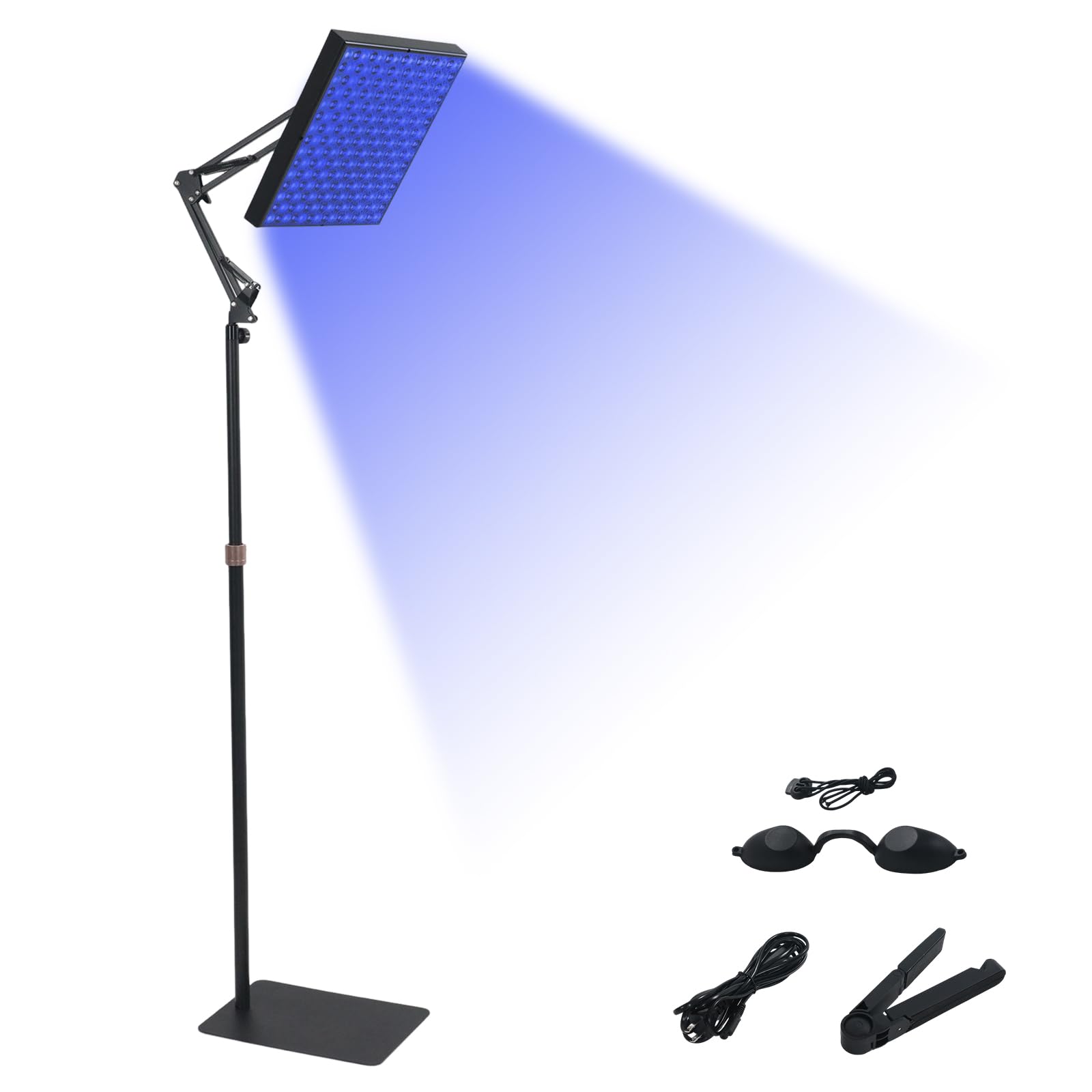 Lámpara Bronceadora,45W 460nm Bronceador Facial Solarium para el Hogar,Home Lámpara Autobronceador Facial y Cuerpo 225 LEDs con Soporte Ajustable y Proteccion Ocular