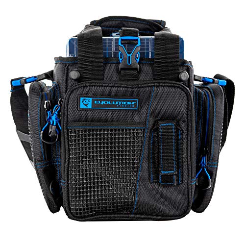 Evolution Outdoor Drift Series Topless Vertical Tackle Bag – Blue, 3700 Size, Outdoor Rucksack W/ 5 Fishing Tackle Trays, Padded Handle And Shoulder Strap, Plier Holster, Tackle Carrying Case #TOP3