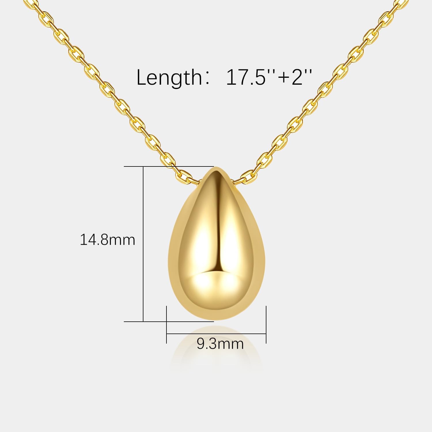 14K Gold Necklaces for Women Gold Necklace for Women Teardrop Necklaces for Womens Delicate Water Drop with Polished Surface Womens Tear Drop Necklaces - Image 7