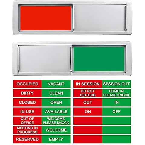 Letters Custom Privacy Door Sign,Vacant Occupied Sign, Do Not Disturb Sign, On Off Sign, Occupied Sign for Bathroom Door, Out of Office Sign, Meeting in Progress Door Sign, In Use Sign,Reserved Empty Sign,In Out Sign for Door-Silver Cover