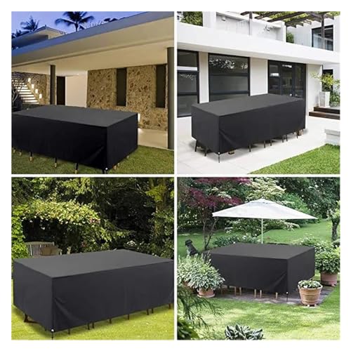 Housse de table de jardin imperméable noire protection extérieure 68x68x72cm - 3