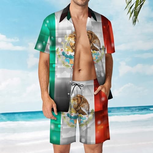 Summer Vacation Outfits for Men 2 Piece Beach Suit Casual Lapel Button Down Shirt and Shorts2