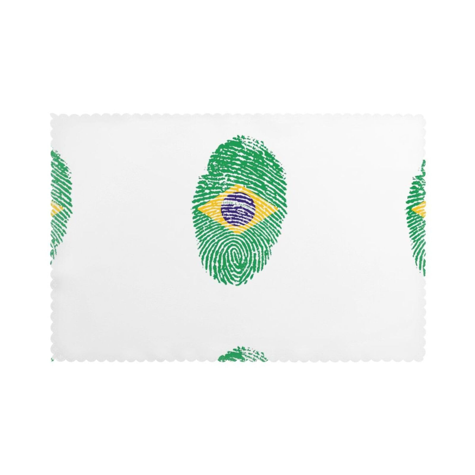 YYHWHJDE brazil Prints Placemats Set of 6 12x18in - Elevate Every Meal with Durable & Customizable Table Layers