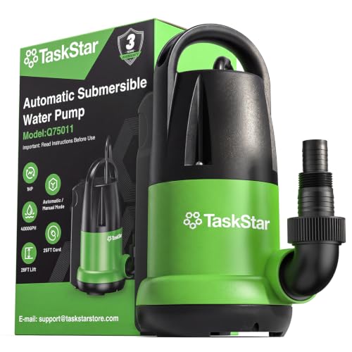 Taskstar 1 HP Submersible Water Pump, Auto/Manual Modes for Pool Draining
