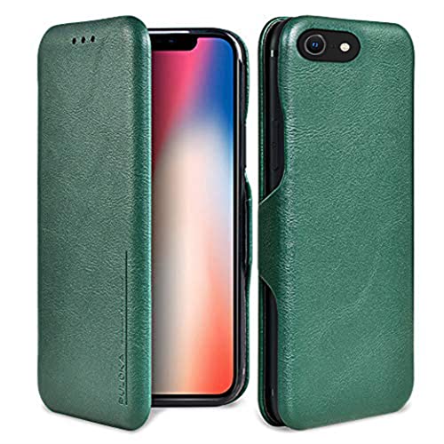 Image of PULOKA iPhone SE /7 /8 PU Leather Flip Case Cover with Card Holder Compatible with iPhone SE /7 /8 (Green)