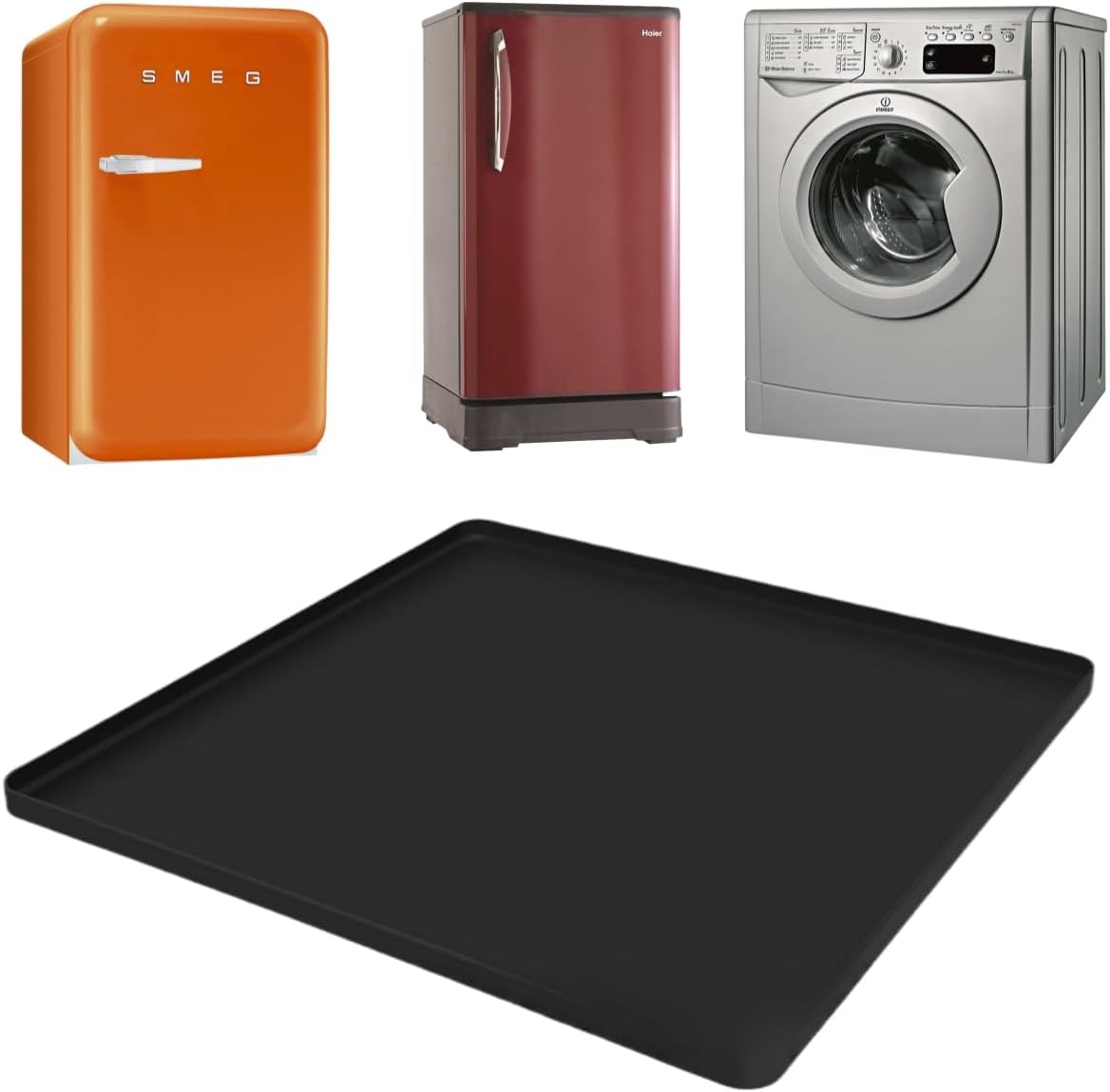 Mini Fridge Silicone Mat with Raised Edges, 20" x 20" x 0.6" Mini Fridge Drip Tray,Mini Refrigerator Carpets Floor Protector (No Base Raisers)